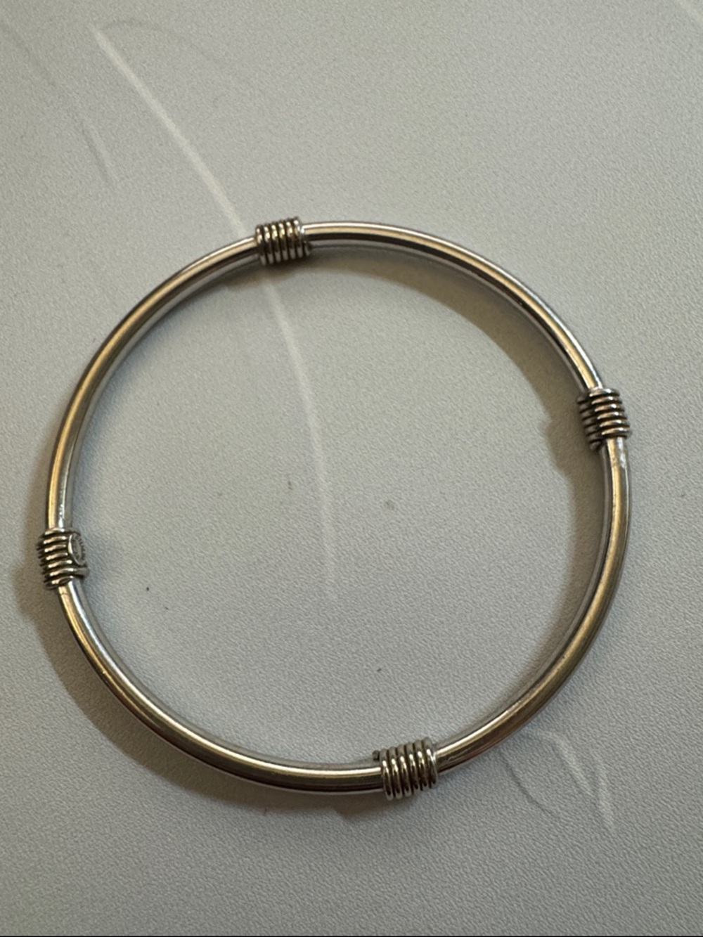 Sterling Silver Mexican Wire-Wrap Bangle Bracelet - Silver